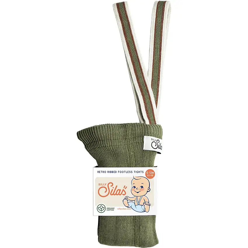 Silly Silas Olive Striped Footless Strumpbyxar