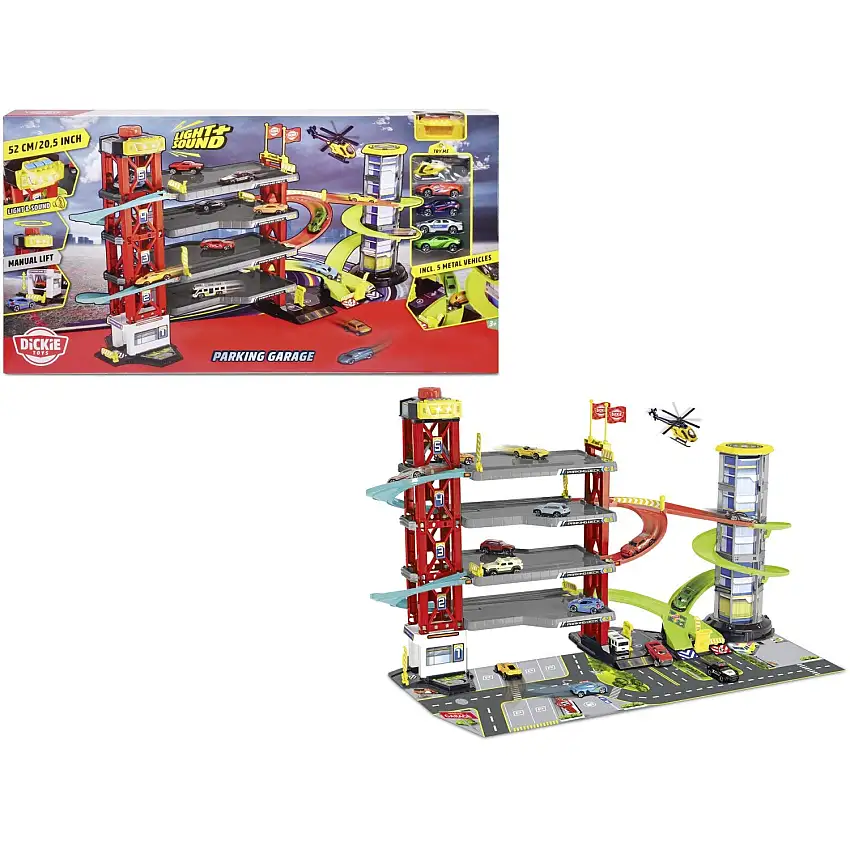 Dickie Toys Parkeringshus Med 4 Biler