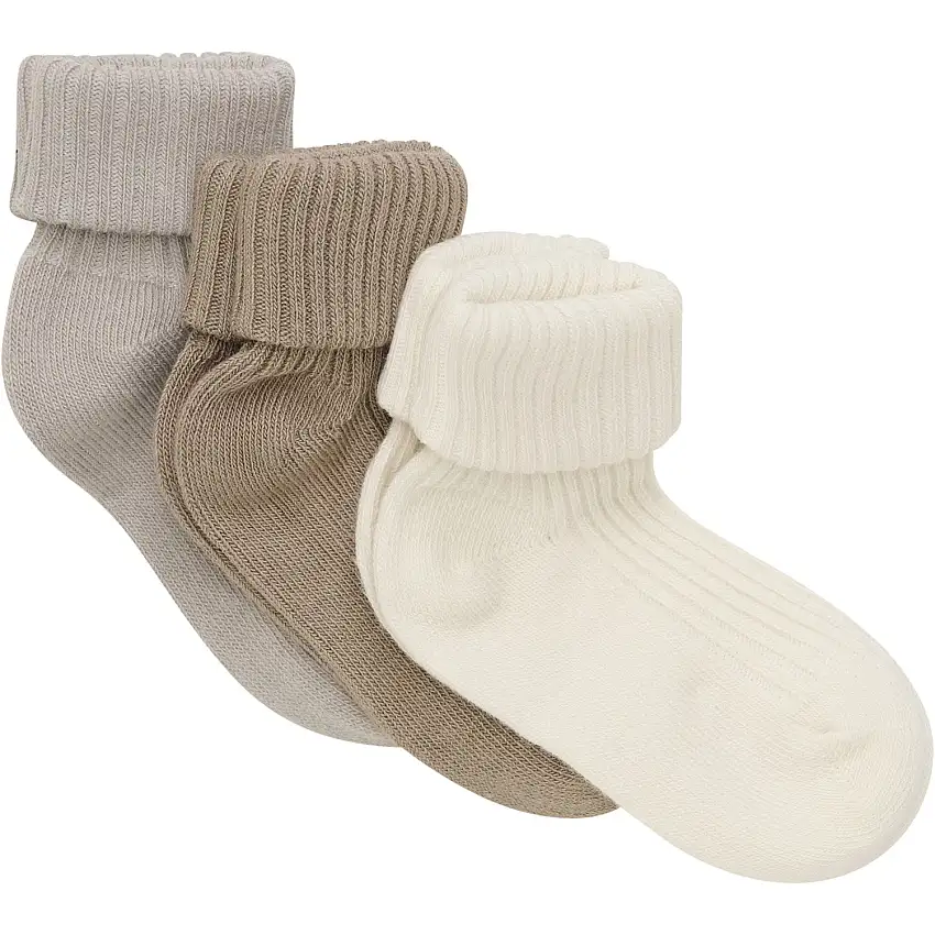 Minymo Light Taupe Baby Strumpo Rib 3-Pack