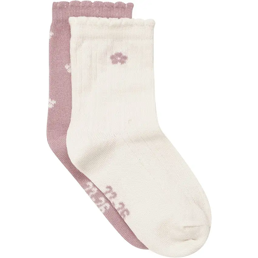 Minymo Ash Rose Strumpor Med Lettuce Hem 2-Pack