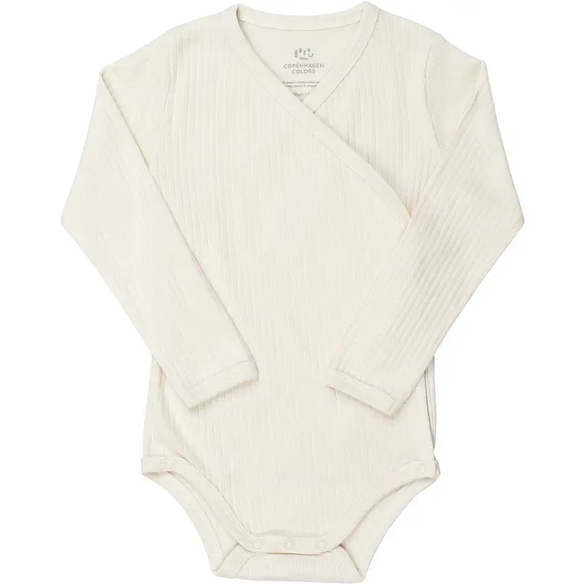 COPENHAGEN COLORS Cream Baby Rib Jersey Body Crossover W. Longsleeve