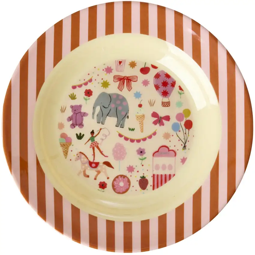 Rice Fun Fair Print Pink Melamine Kids Skål
