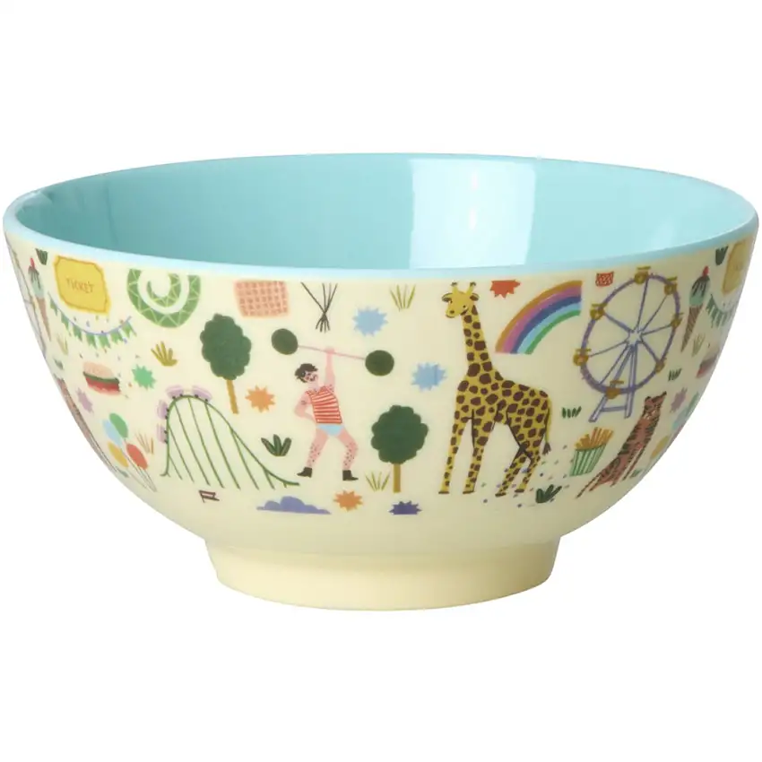 Rice Fun Fair Print Mint Melamine Skål Medium