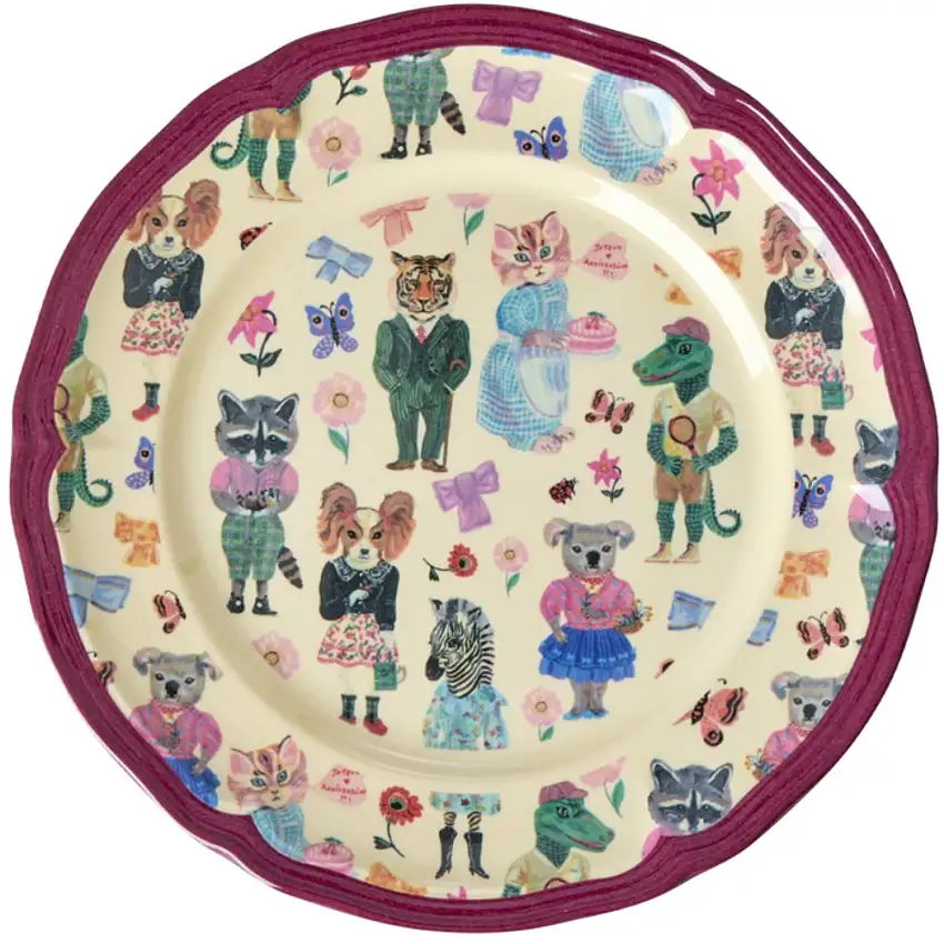 Rice Nathalie Lété Theme Bordeaux Melamine Vintage Side Tallrik