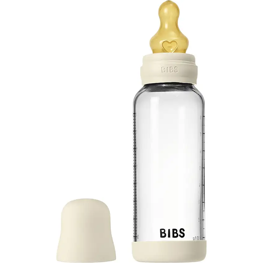 Bibs Ivory Glass Baby Flaska Round Latex Medium Flow