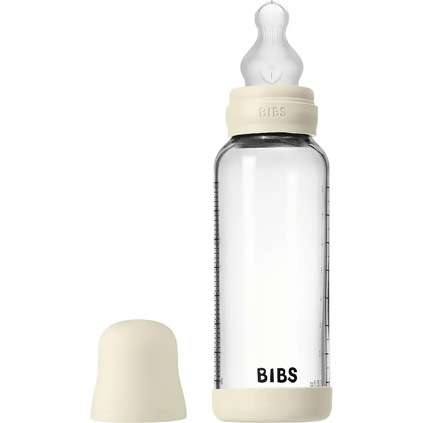 Bibs Ivory Glass Baby Flaska Round Silicone Medium Flow