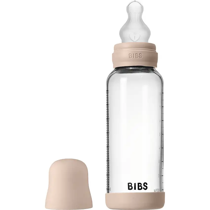 Bibs Blush Glass Baby Flaska Round Silicone Medium Flow