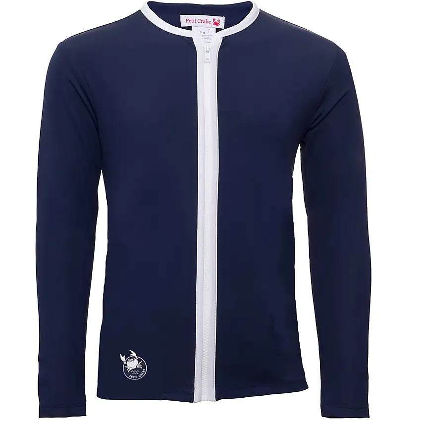 Petit Crabe Blue Basic Dragkedja Uv-Swim Skjorta L/S
