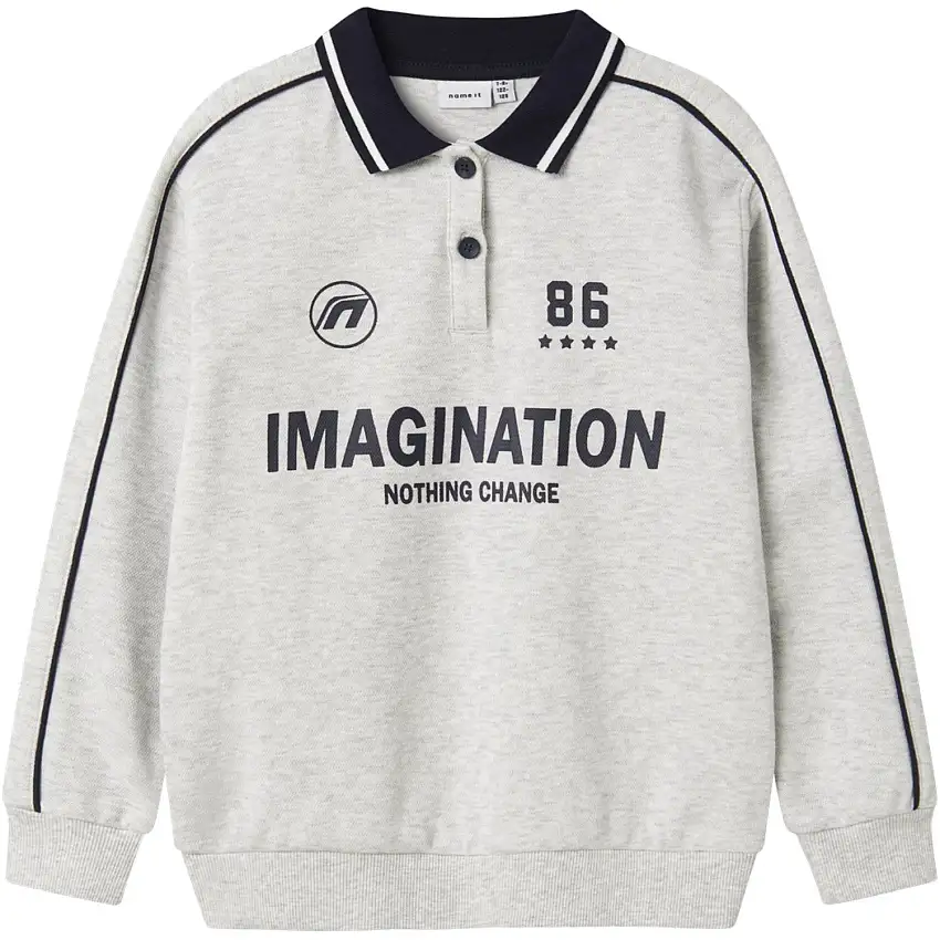 Name It Light Grey Melange Nkmkris Ls Nreg Pikétröja