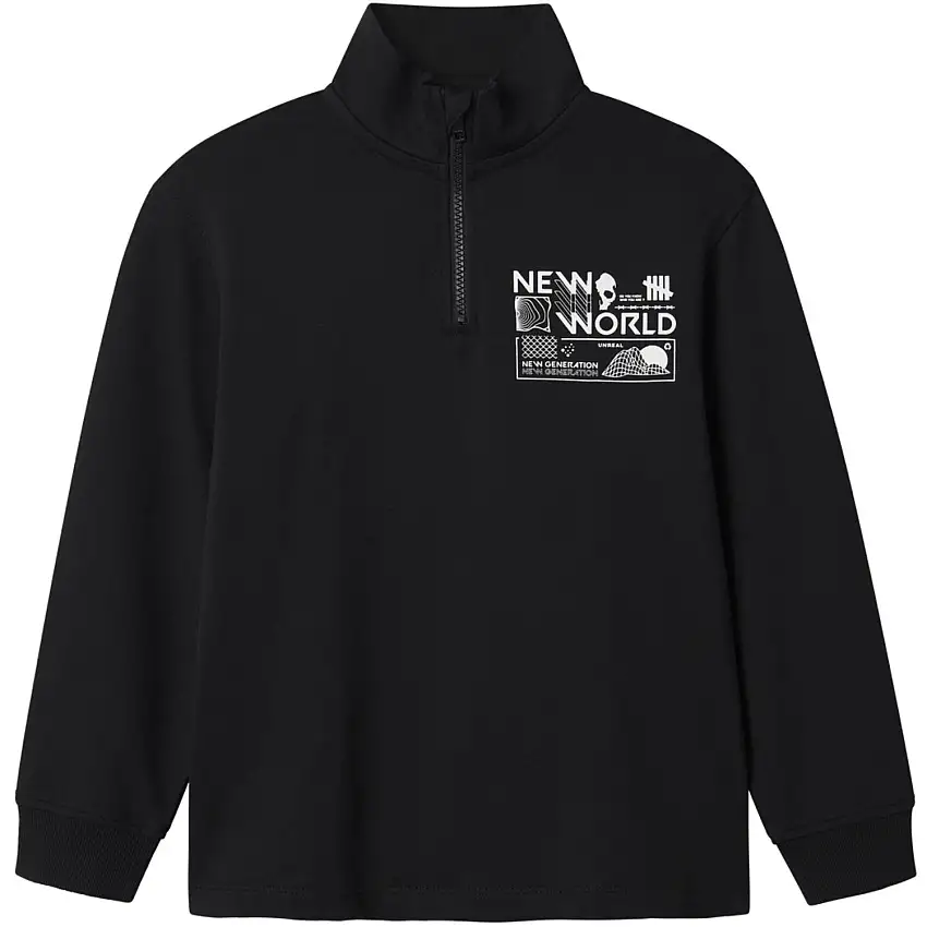Name It Black Nkmkimba Ls Nreg Half Zip Sweat Unb