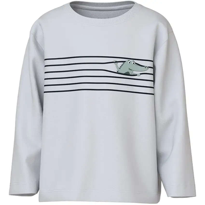 Name It Bright White Croco Lines Nmmvagno Ls Loose Topp