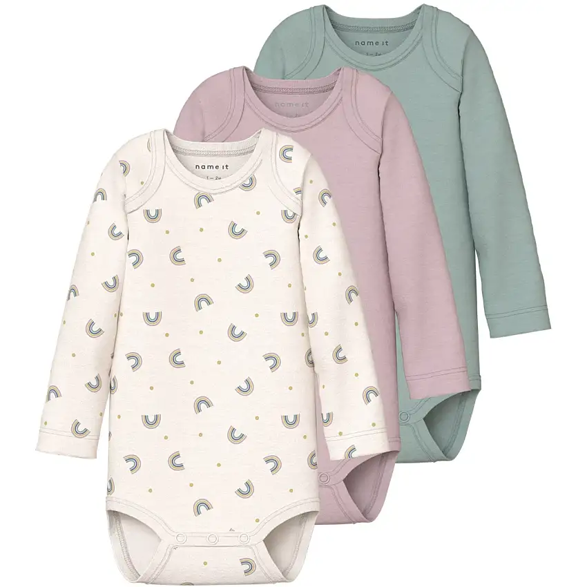 Name It Jet Stream Nbfbody 3P Ls Jet Rainbow Noos