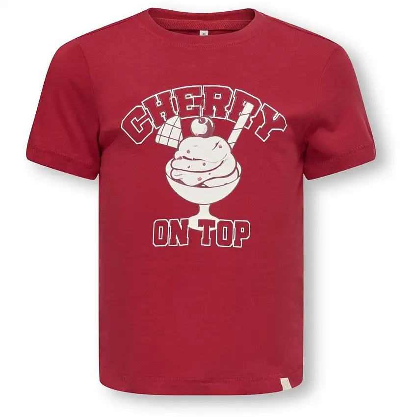 Kids ONLY MINI Equestrian Red Varsity Kmgcandy Life S/S Reg Printed Tee Jrs