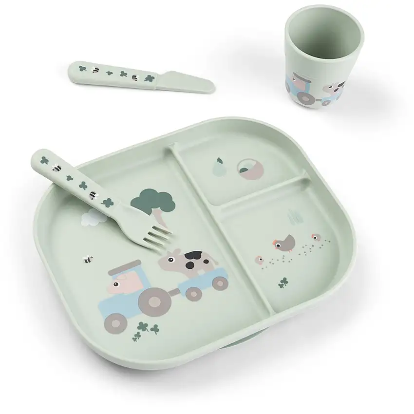 DonebyDeer Green Foodie Matsalsset Med Sugekop Tiny Farm