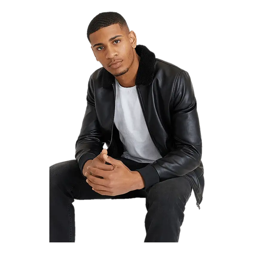 Fake Leather Bomber Jacket