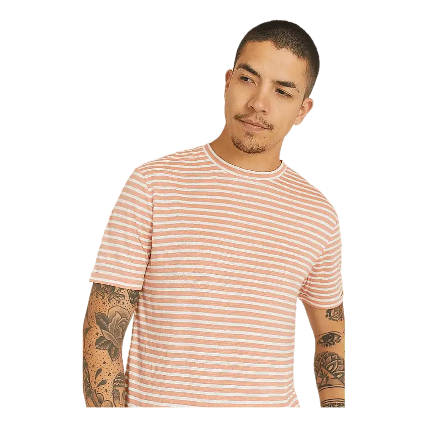 J.Lindeberg Coma Stripe Linen T-shirt Claystone