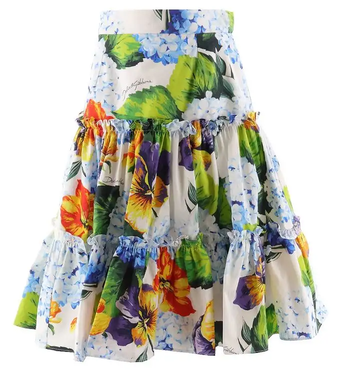 Dolce & Gabbana Kjol - Renaissance - Vit/Flerfärgad m. Blo