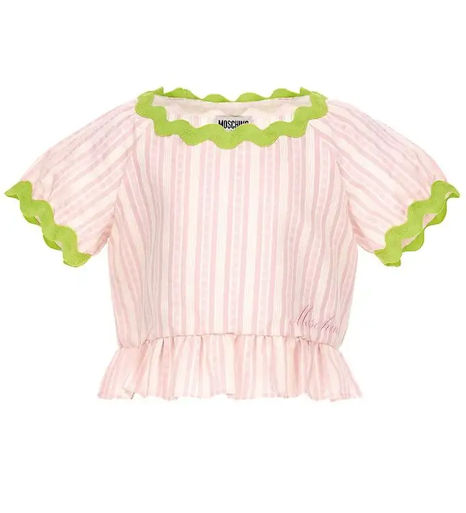 Moschino Topp - Rosarandig/Neongrön
