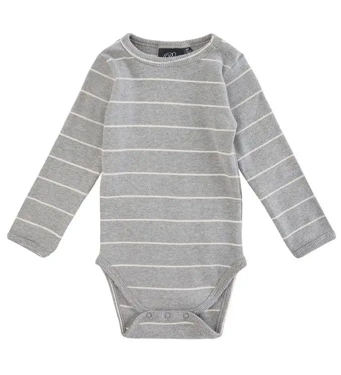 Sofie Schnoor Body l/ä - Randig - Grey Melange