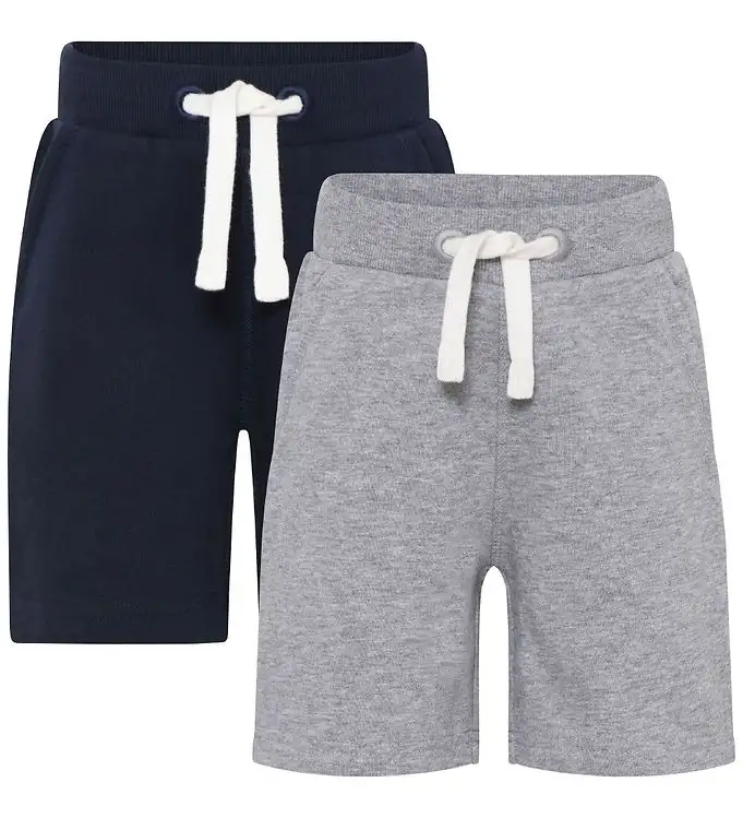 Minymo Shorts - 2-pack - Grey Melange/Marinblå