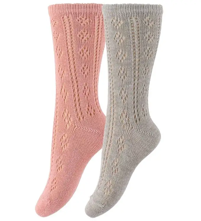 Minymo Strumpor - 2-pack - Grå/Rosa