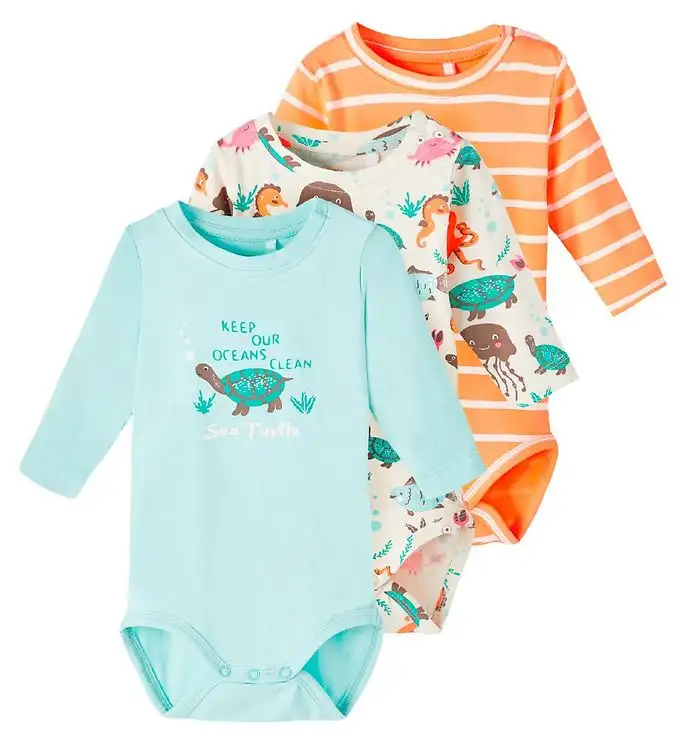 Name It Bodies l/ä - NbnOcean - 3-pack - Vithätta Grå