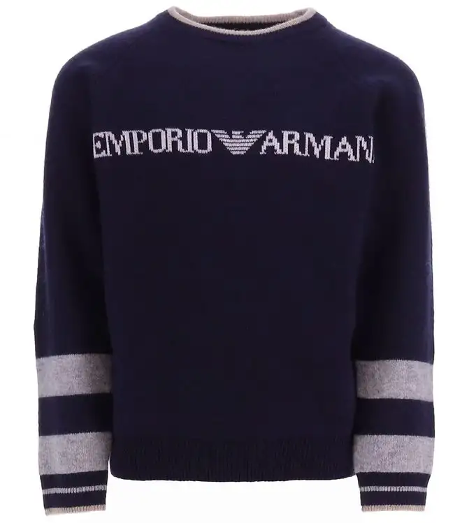 Emporio Armani Tröja - Stickad - Ull - Blue Marinblå