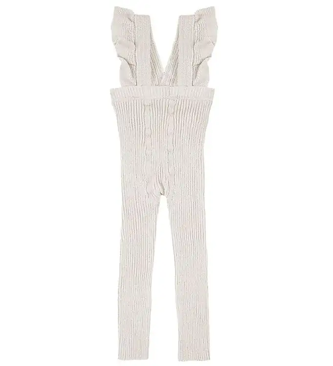 Condor Leggings m. Hängslen - Rib - Vit