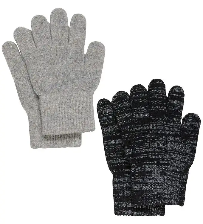 CeLaVi Handskar - Ull/Polyester - 2-pack - Grå/Svart m. Reflex