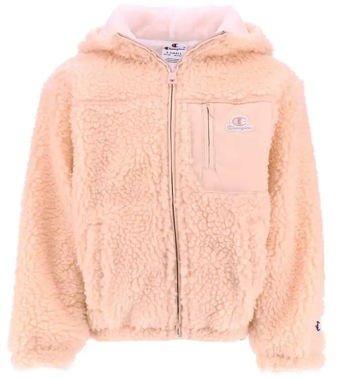 Champion Cardigan m. Huva - Plys - Rosa