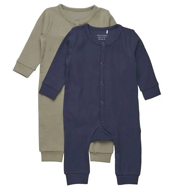 Minymo Onesie l/ä - 2-pack - Dark Marinblå