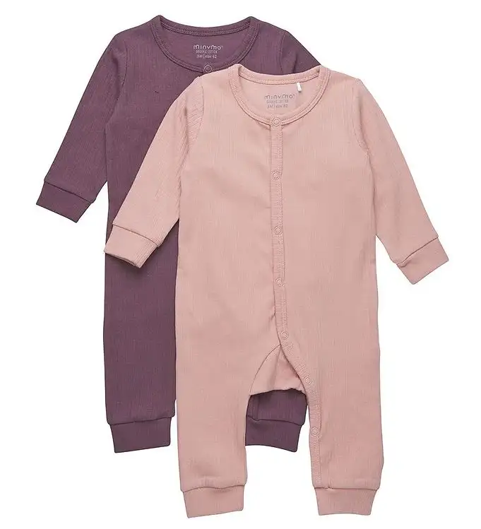 Minymo Onesie l/ä - 2-pack - Misty Rose