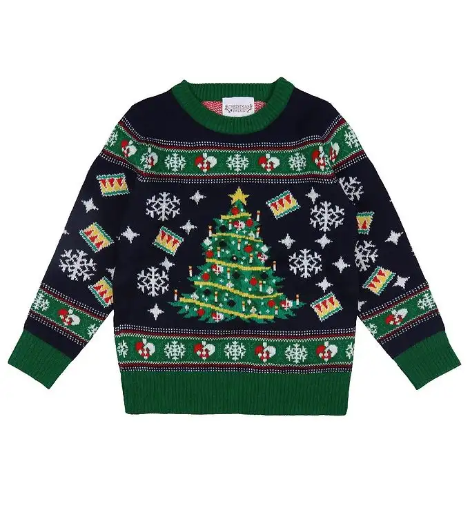 Jule-Sweaters Tröja - Julgran - Stickad - Marinblå/Grön