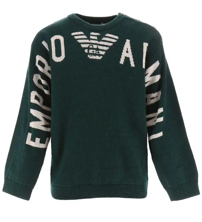 Emporio Armani Tröja - Ull/Akryl - Grön/Vit