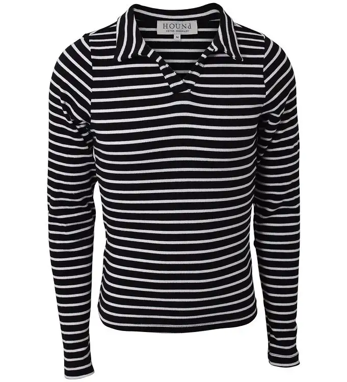 Hound Tröja - Rib Striped - Svart/Vit