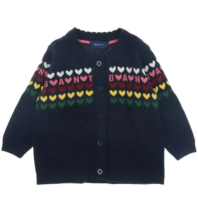 GANT Cardigan - Stickad - Heart - Evening Blue