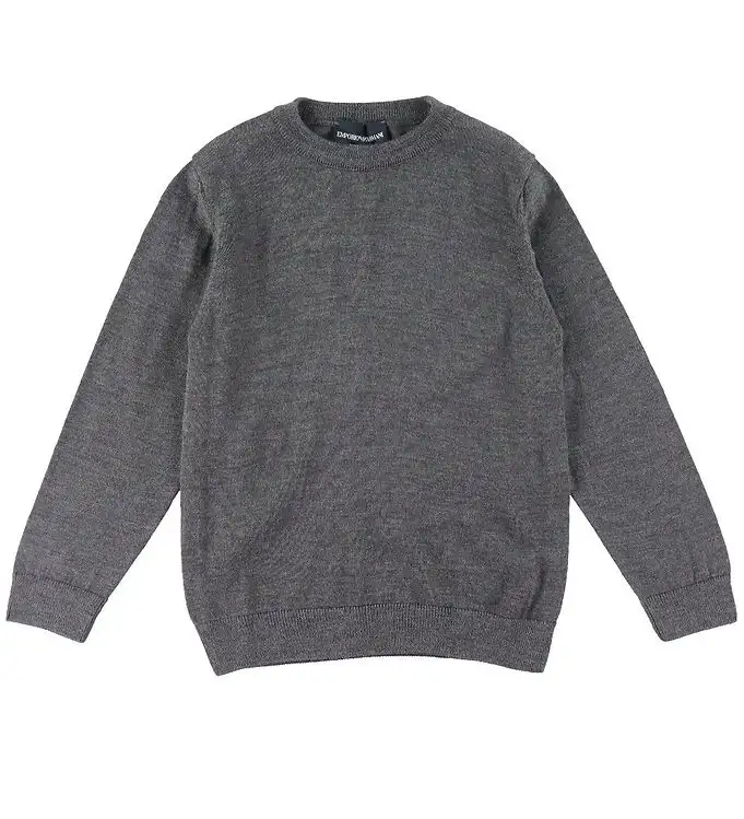 Emporio Armani Tröja - Ull/Akryl - Gråmelerad m. Vit