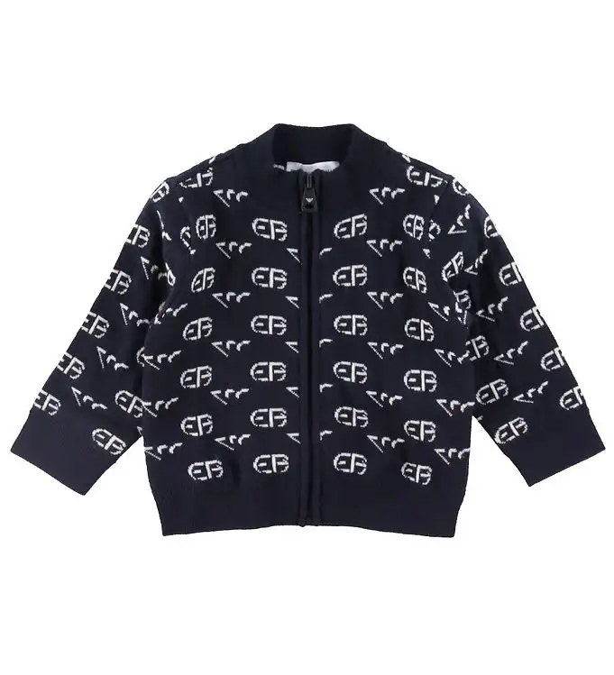 Emporio Armani Cardigan - Ull - Återskapa Blue m. Logotyper