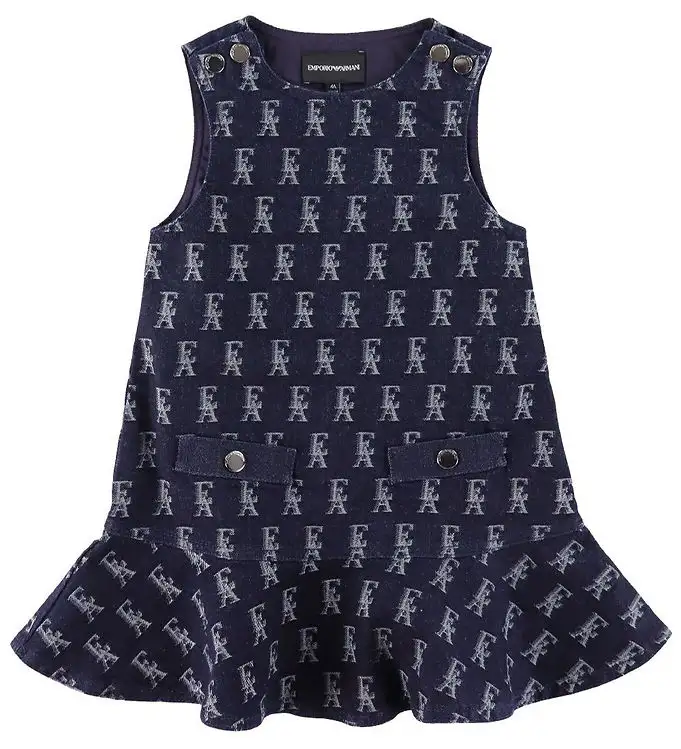 Emporio Armani Klänning - Denim - Fantasia Blue/Vit m. Logotyper