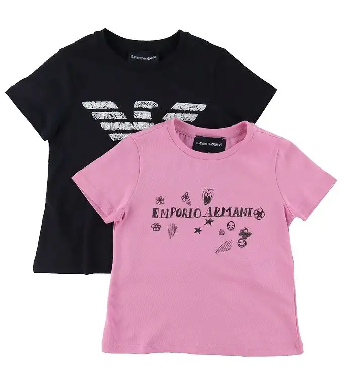 Emporio Armani T-shirts - 2-pack - Marinblå/Flamingo