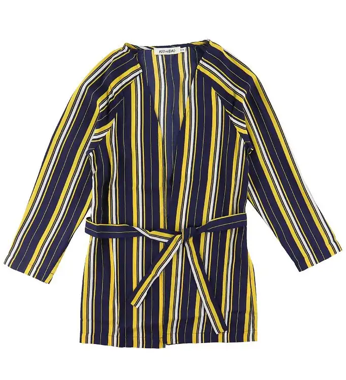 Add to Bag Cardigan - Gul/Marinblå