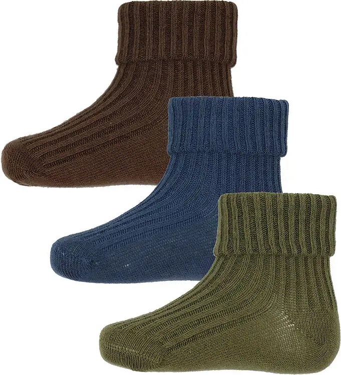 Minymo Strumpor - 3-pack - Dark Olive