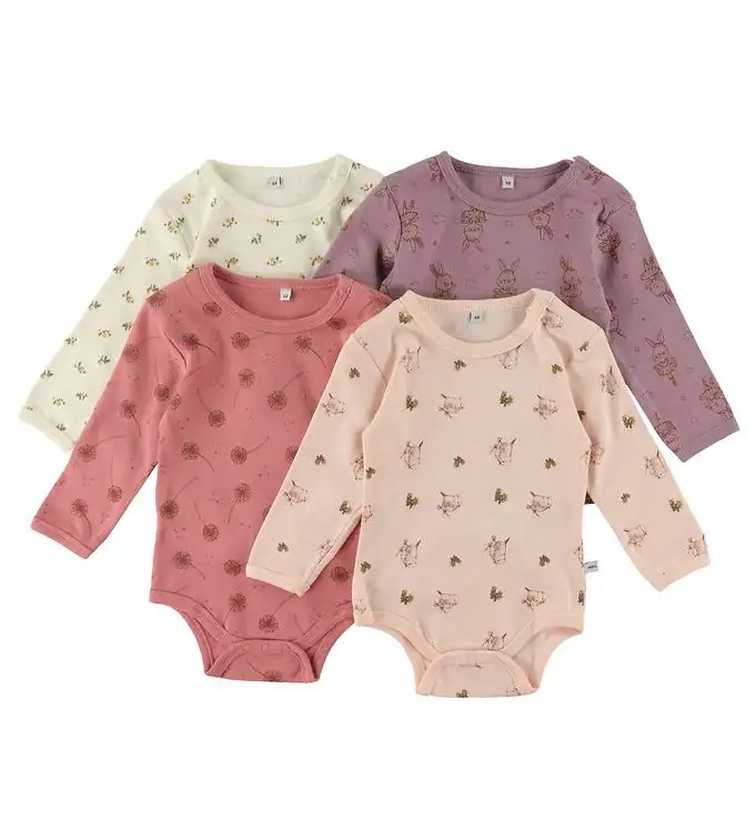 Pippi Baby Bodies l/ä - 4-pack - Dusty Rose