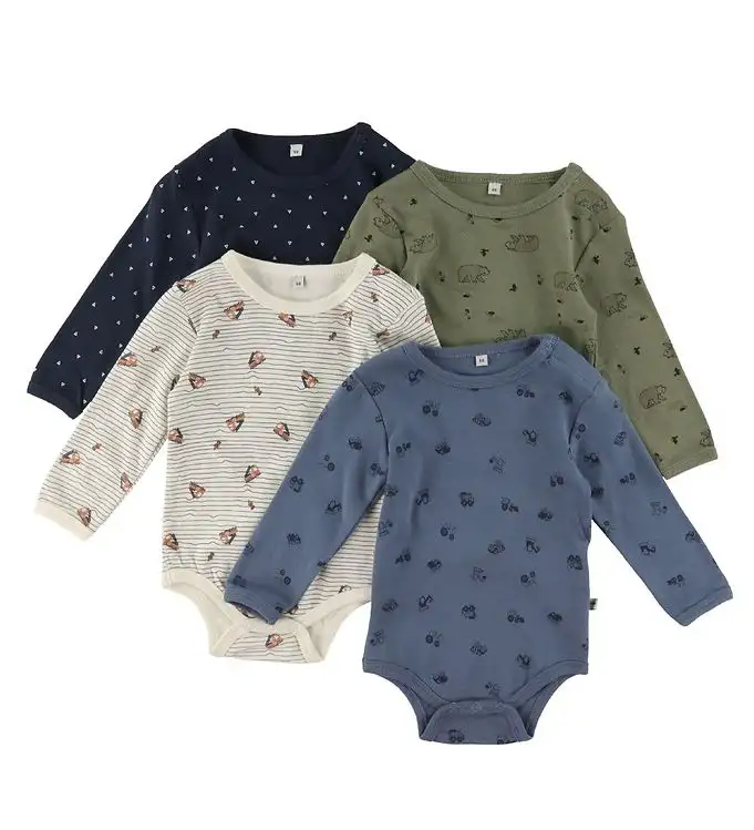 Pippi Baby Bodies l/ä - 4-pack - Deep Lichen Green