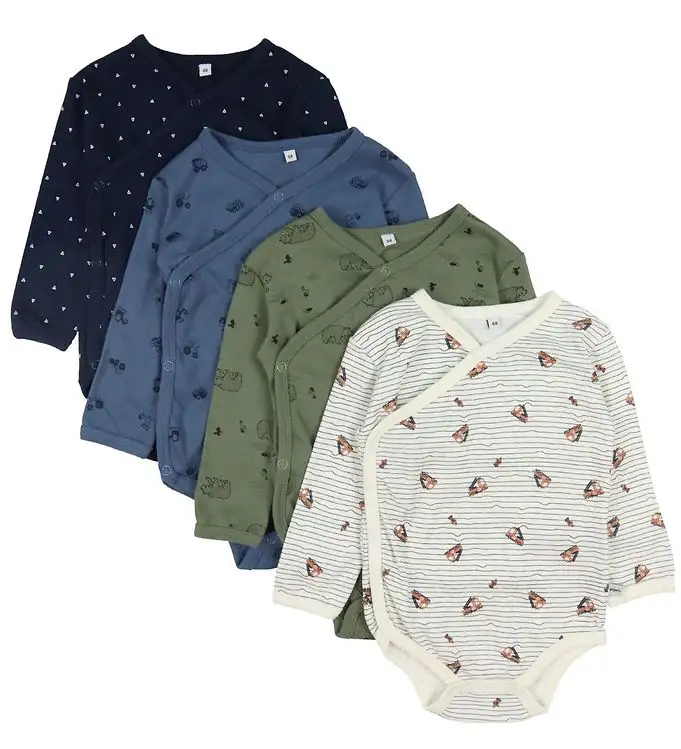 Pippi Baby Omlott Bodies l/ä - 4-pack - Deep Lichen Green