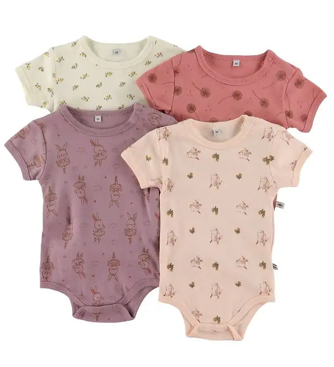 Pippi Baby Bodies k/ä - 4-pack - Dusty Rose