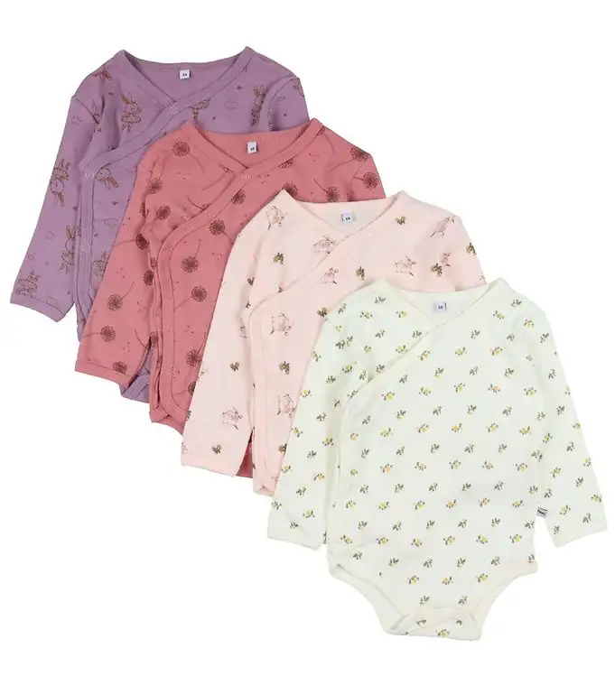 Pippi Baby Omlott Bodies l/ä - 4-pack - Dusty Rose