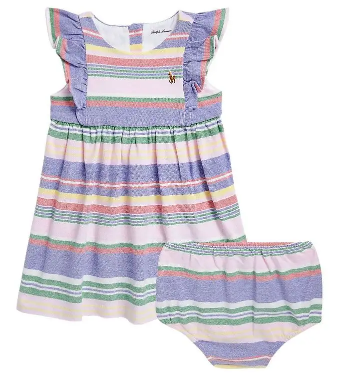 Polo Ralph Lauren Klänning m. Bloomers - Baby Classics I - Ljusb