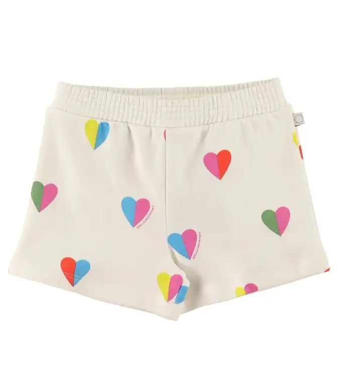 Stella McCartney Kids Sweatshorts - Vit m. Hjärtan