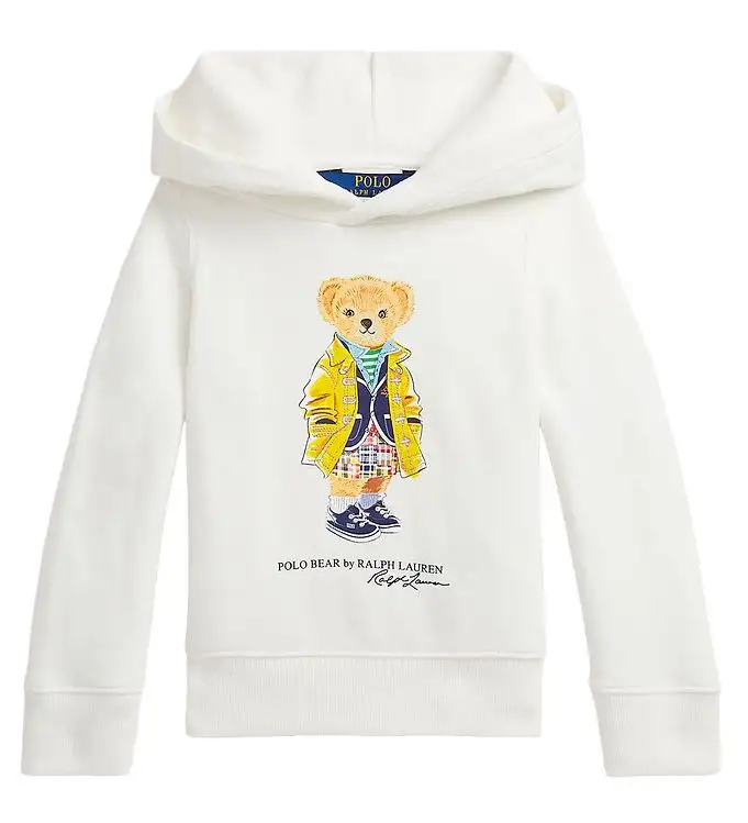 Polo Ralph Lauren Hoodie - Titta Hill - Vit m. Gosedjur